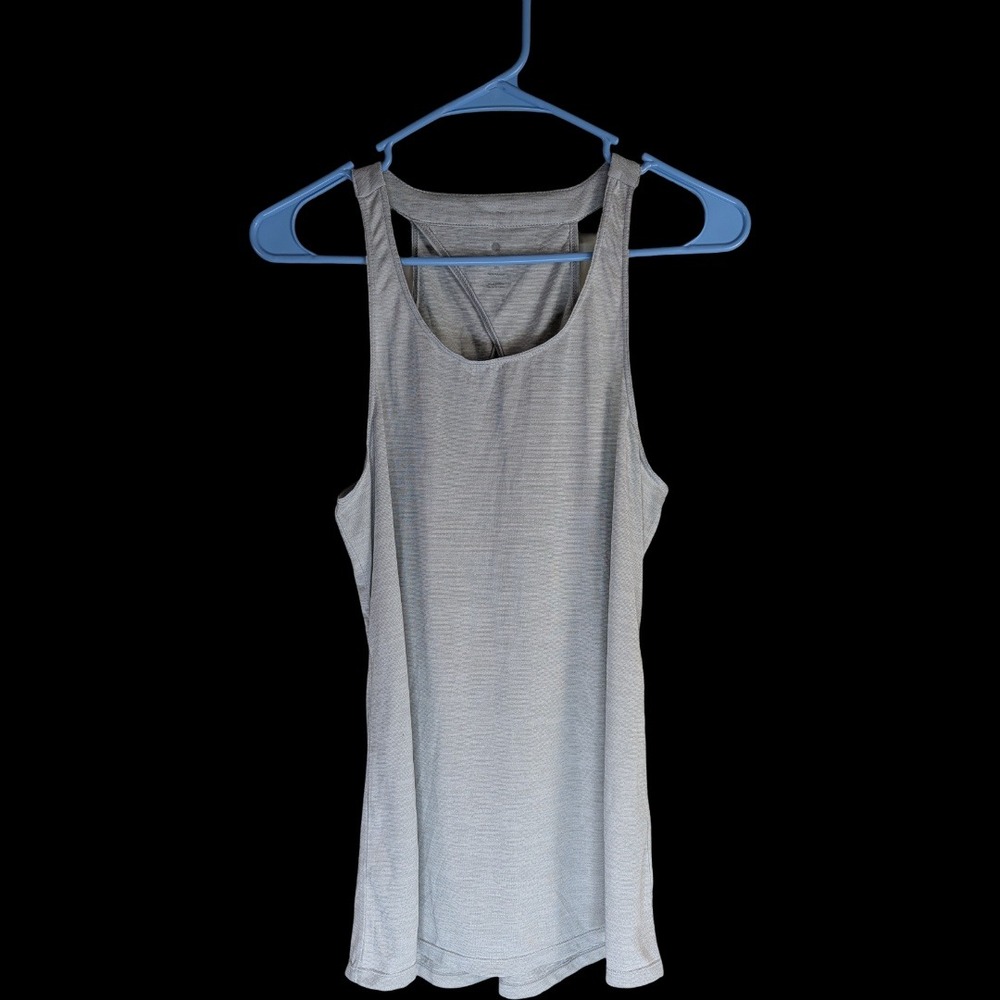 Apana Athletic Tank Top Womens Medium Gray Heathered Keyhole Racerback Gym Yoga